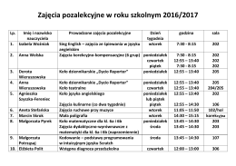 Zajęcia pozalekcyjne w roku szkolnym 2016/2017