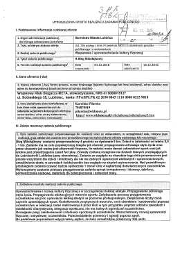 Page 1 I. Podstawowe informacje o złożonej ofercie 1. organ