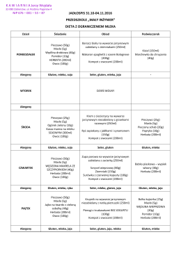 Jadłospis z ograniczeniem mleka - Przedszkole Publiczne Mały