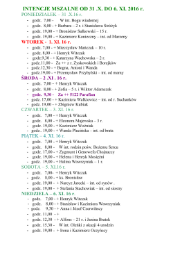 Intencje: 31.10 &ndash; 06.11.2016r.