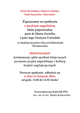 Zapraszamy na spotkania z językiem angielskim, które