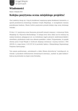 Kolejna pozytywna ocena miejskiego projektu!