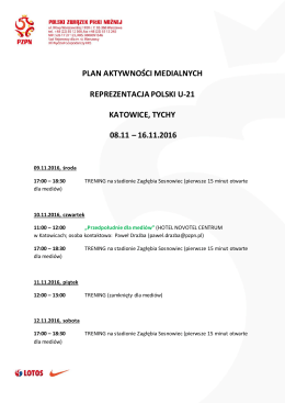 plan aktywności medialnych reprezentacja polski u-21
