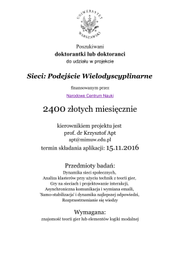 Stypendia NCN dla doktorant&oacute;w