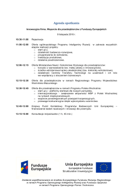 Agenda spotkania - Portal Funduszy Europejskich