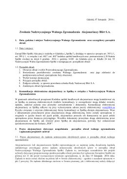 Zwołanie Nadzwyczajnego Walnego Zgromadzenia