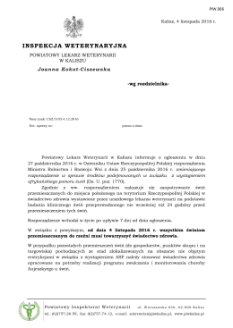 Szablon PIW - Powiatowy Inspektorat Weterynarii w Kaliszu