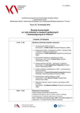 program konferencji - Ministerstwo Nauki i Szkolnictwa Wyższego