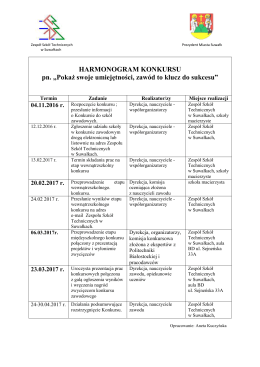HARMONOGRAM KONKURSU pn. &bdquo;Pokaż swoje umiejętności