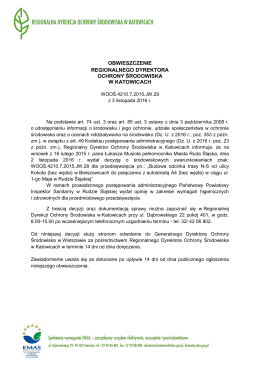 obwieszczenie regionalnego dyrektora ochrony środowiska w