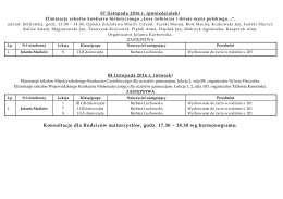 Konsultacje dla Rodziców maturzystów, godz. 17.30 – 18.30 wg