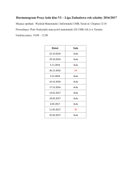 Harmonogram zajęć - Liga Zadaniowa UMK w Toruniu
