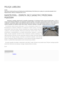 policja lubelska radzyń podl.: zderzył się z jadącym z przeciwka