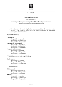 REKTOR PISMO OKÓLNE 52/2016 w sprawie procedur