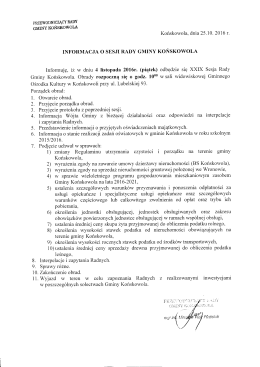 Zaproszenie na XXIX sesję Rady Gminy Końskowola w dniu 4