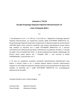 Uchwała nr 731/16 Zarządu Krajowego Depozytu Papierów