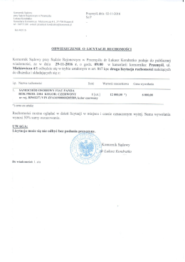 obwieszczenie druga licytacja ruchomości km 465/16