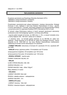 Załącznik nr 1 do OIWZ Opis przedmiotu zamówienia Przedmiot