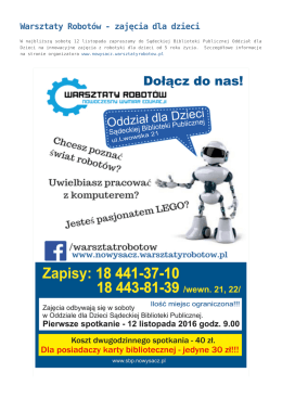 Warsztaty Robotów - zajęcia dla dzieci