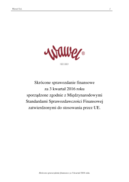 Skrócone sprawozdanie finansowe za 3 kwartał 2016