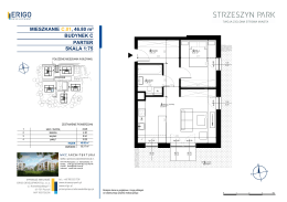 MIESZKANIE C.01, 46.80 m² BUDYNEK C PARTER SKALA 1:75