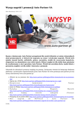 Wysyp nagr&oacute;d i promocji Auto Partner SA