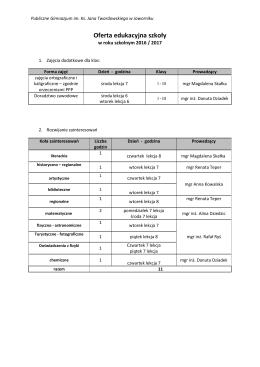 Oferta edukacyjna szkoły. - Publiczne Gimnazjum im.Ks. Jana