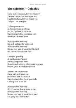 The Scientist - Coldplay - tekst