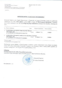 obwieszczenie druga licytacja ruchomości km 403/16