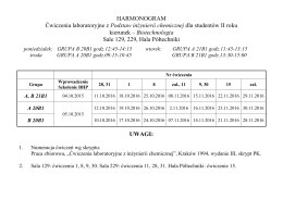 HARMONOGRAM Ćwiczenia laboratoryjne z Podstaw inżynierii