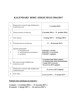 Kalendarz roku szkolnego 2016/2017