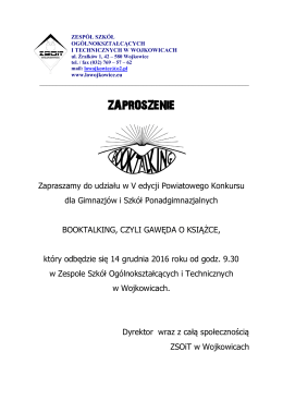 zaproszenie booktalking 2016