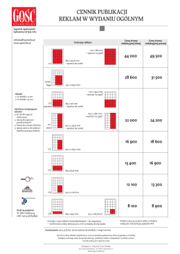 cennik publikacji reklam w wydaniu og&oacute;lnym