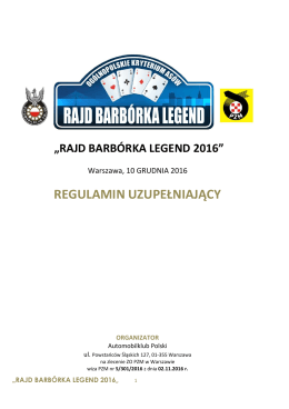 rajd barb&oacute;rka legend 2016