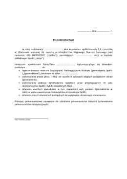 Internity pelnomocnictwo wzor