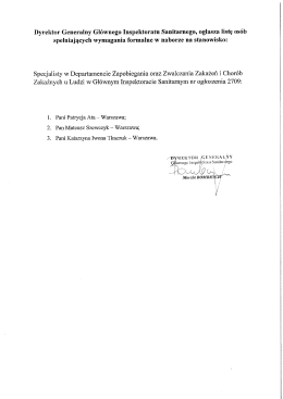 Lista osób spełniających wymagania formalne dotyczące naboru na