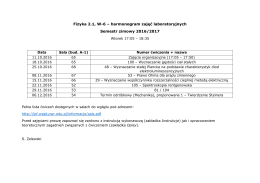 Harmonogram laboratorium