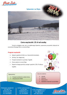 Cena wycieczki: 25 zł od osoby