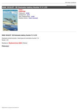 WAK 2016/07- 08 Owiewka kabiny Hunter F.5 1/33