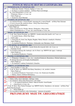 intencje mszalne 7.11