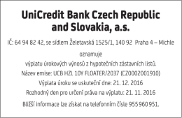 UniCredit Bank Czech Republic and Slovakia, as