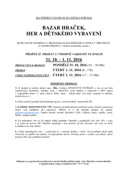 Bazar hraček v Ořechově