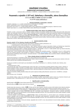 DRAŽEBN&Iacute; VYHL&Aacute;&Scaron;KA Pozemek o v&yacute;měře 1 377 m2, Zahořany u