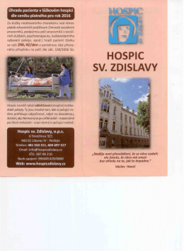 Informace o službách Hospicu Sv. Zdislavy