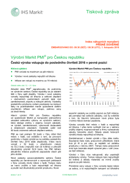 Výrobní Markit PMI pro Českou republiku – 1611