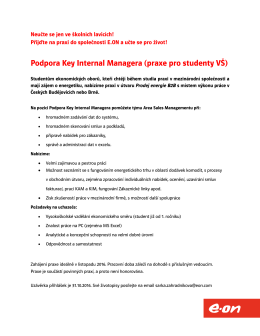 Podpora Key Internal Managera (praxe pro studenty VŠ)