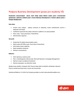Podpora Business Development (praxe pro studenty V&Scaron;)