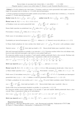 Rozvoj funkce do mocninn&eacute; rady (re&scaron;enı &uacute;loh z 1. testu 2016 ) 2. 11