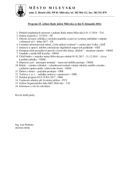 25. schůze Rady města Milevska
