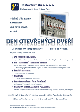 Zveme vás na den otevřených dveří ve čtvrtek 10. listopadu 2016!
